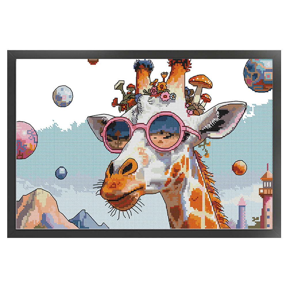 The Fashionable Giraffe - 14CT Stamped Cross Stitch 42*28CM (Joy Sunday)