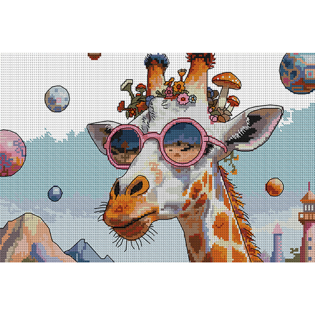 The Fashionable Giraffe - 14CT Stamped Cross Stitch 42*28CM (Joy Sunday)