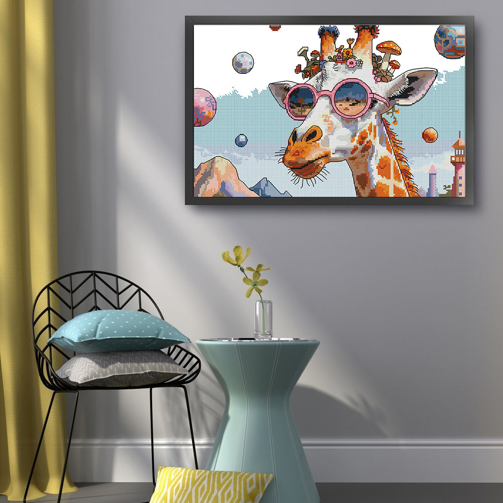 The Fashionable Giraffe - 14CT Stamped Cross Stitch 42*28CM (Joy Sunday)