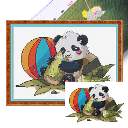 Panda Loves Bamboo Shoots - 14CT Stamped Cross Stitch 42*32CM (Joy Sunday)