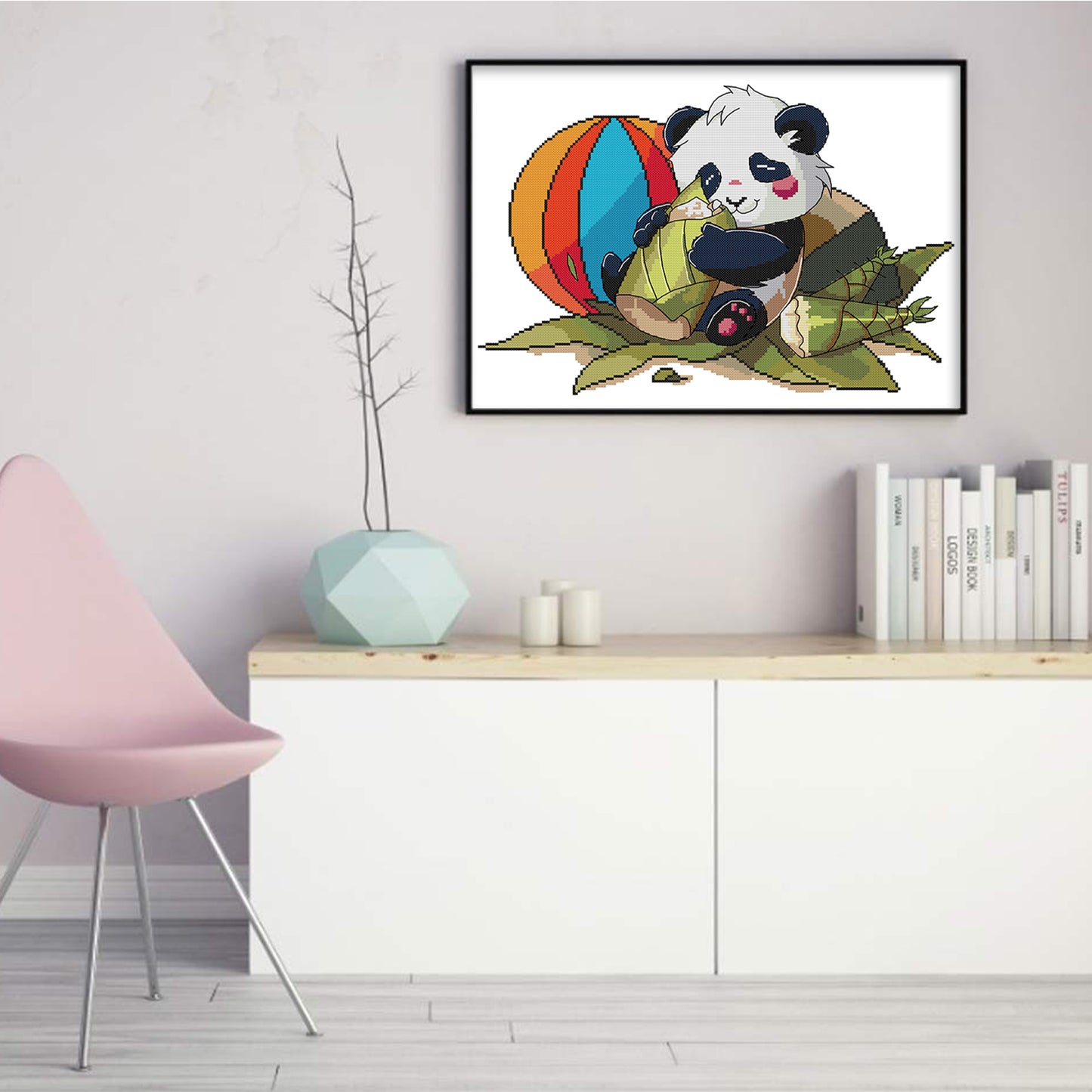 Panda Loves Bamboo Shoots - 14CT Stamped Cross Stitch 42*32CM (Joy Sunday)