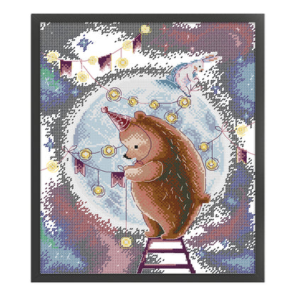 Decorated Moon - 14CT Stamped Cross Stitch 31*36CM (Joy Sunday)