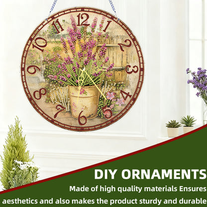 2D DIY Acrylic Garden Diamond Painting Clock Pendant w/ Clock Function Wall Art