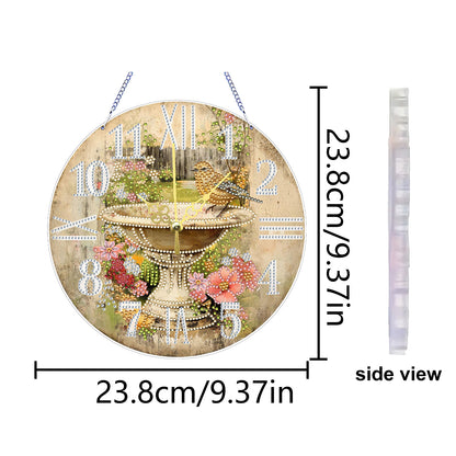 2D DIY Acrylic Birds Diamond Painting Clock Pendant w/ Clock Function Wall Decor