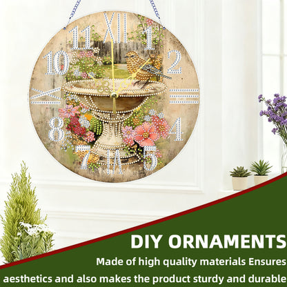 2D DIY Acrylic Birds Diamond Painting Clock Pendant w/ Clock Function Wall Decor