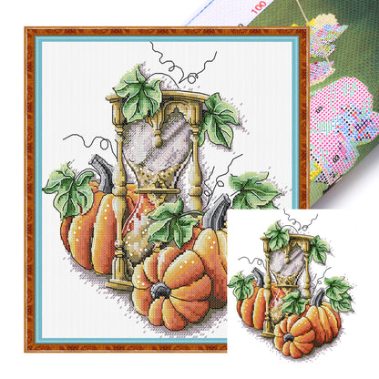 Pumpkin Hourglass - 14CT Stamped Cross Stitch 26*29CM (Joy Sunday)