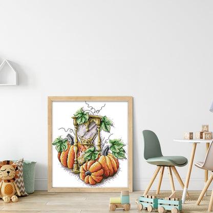 Pumpkin Hourglass - 14CT Stamped Cross Stitch 26*29CM (Joy Sunday)