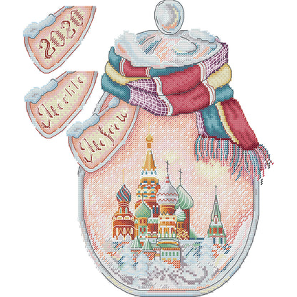 Moscow In A Bottle - 14CT Stamped Cross Stitch 32*34CM (Joy Sunday)