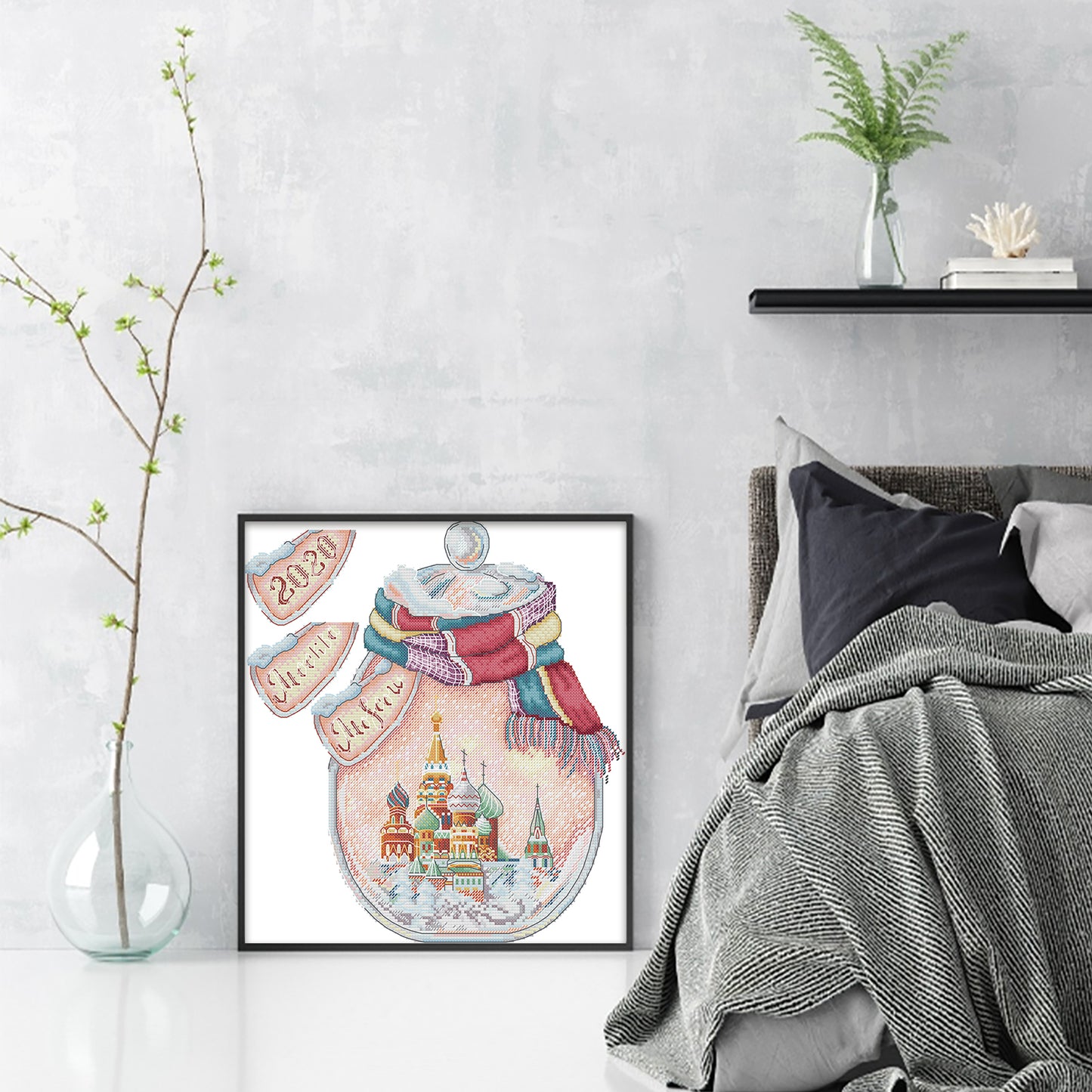 Moscow In A Bottle - 14CT Stamped Cross Stitch 32*34CM (Joy Sunday)