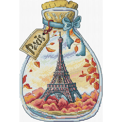 Paris In A Bottle - 14CT Stamped Cross Stitch 19*29CM (Joy Sunday)