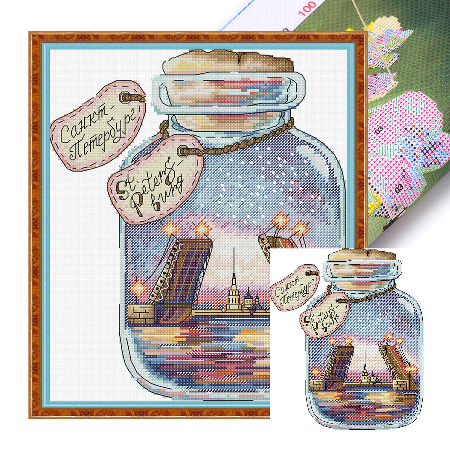 Seattle In A Bottle - 14CT Stamped Cross Stitch 26*30CM (Joy Sunday)