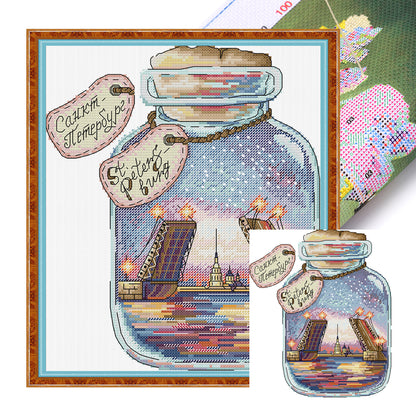 Seattle In A Bottle - 14CT Stamped Cross Stitch 26*30CM (Joy Sunday)