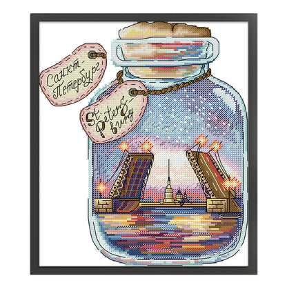 Seattle In A Bottle - 14CT Stamped Cross Stitch 26*30CM (Joy Sunday)