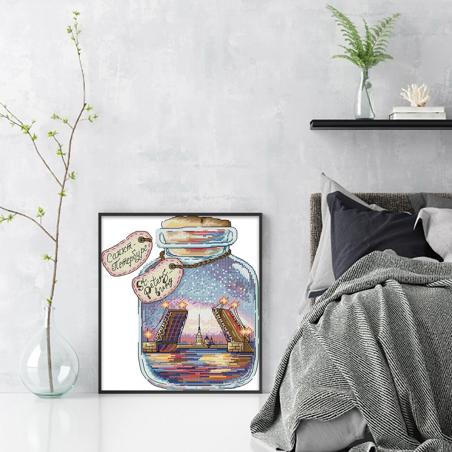 Seattle In A Bottle - 14CT Stamped Cross Stitch 26*30CM (Joy Sunday)