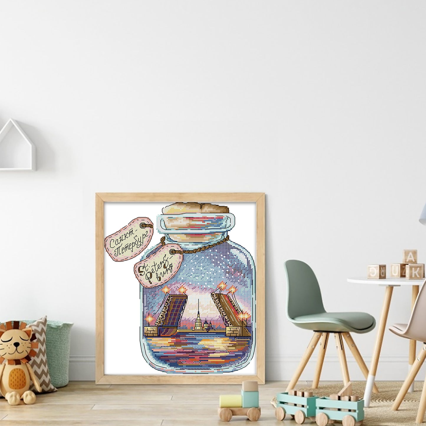 Seattle In A Bottle - 14CT Stamped Cross Stitch 26*30CM (Joy Sunday)