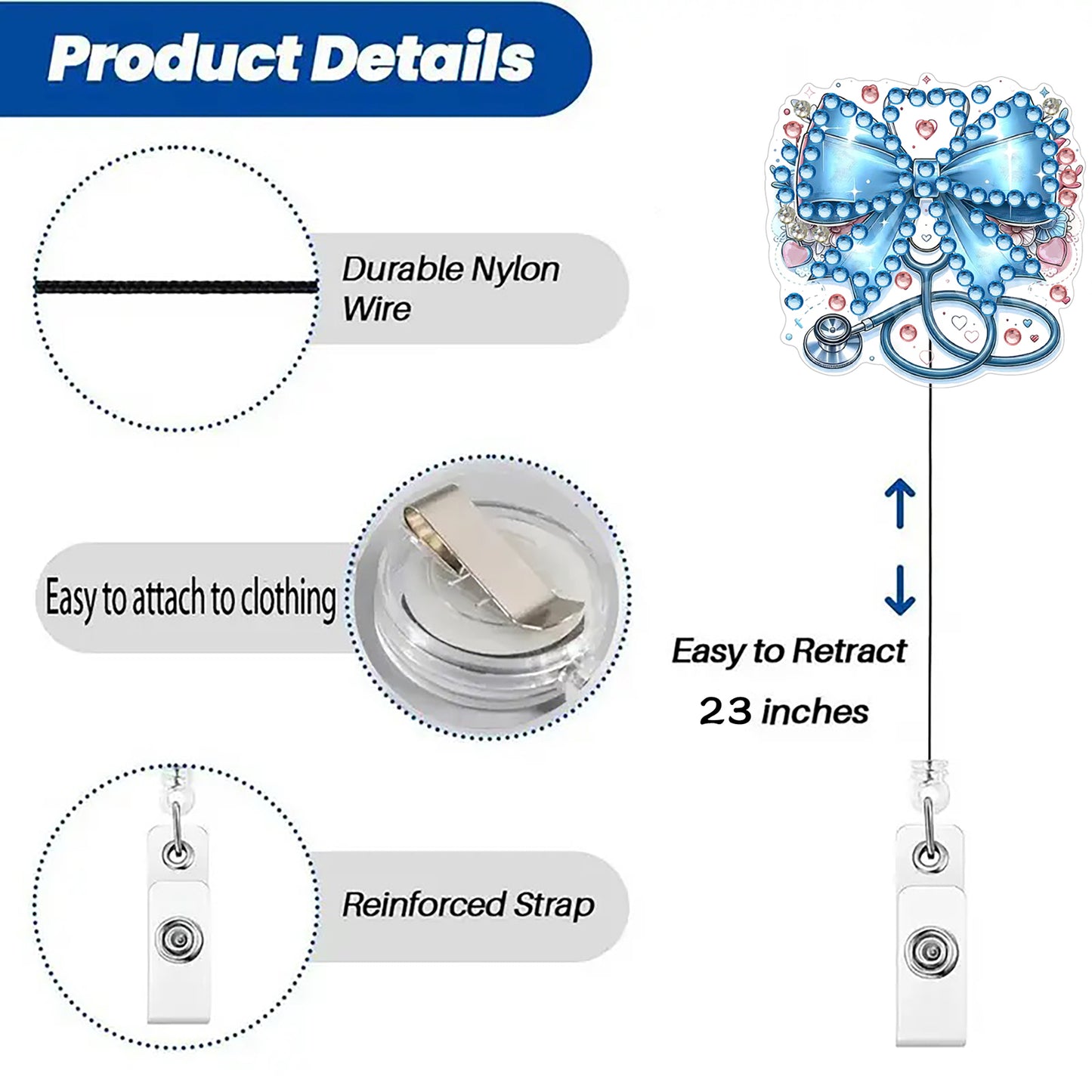 Easter 6Pcs DIY Diamond Painting ID Holder with Clip Rhinestone Nurse Badge Reel