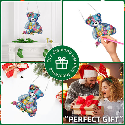 4pcs Bear Panda DIY 2D Flat Special Shaped Diamond Painting Kits Pendant Gifts