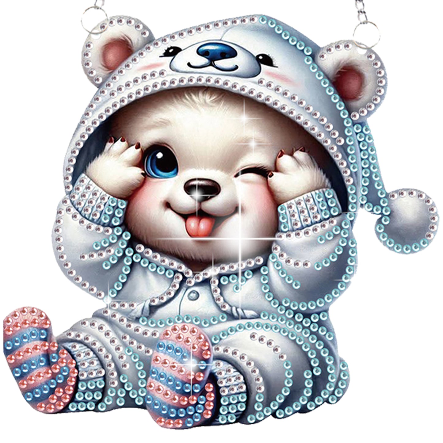 4pcs Bear Panda DIY 2D Flat Special Shaped Diamond Painting Kits Pendant Gifts