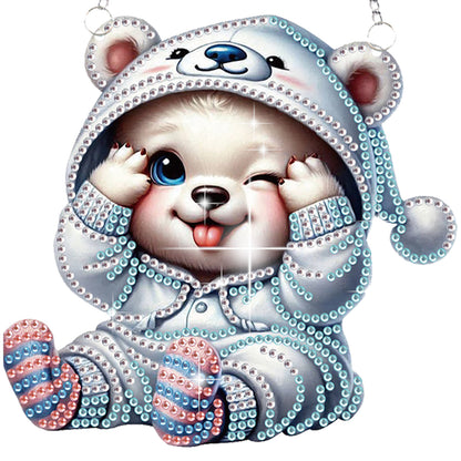 4pcs Bear Panda DIY 2D Flat Special Shaped Diamond Painting Kits Pendant Gifts