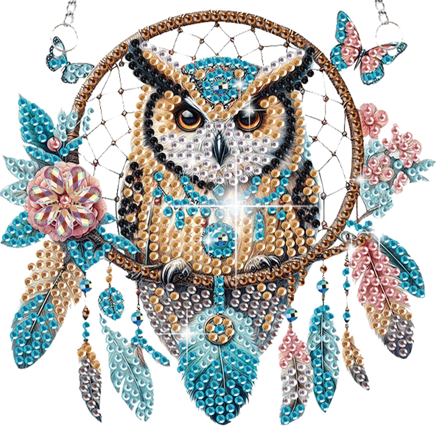 4pcs Owl DIY 2D Flat Special Shaped Diamond Painting Kits Pendant Home Decor