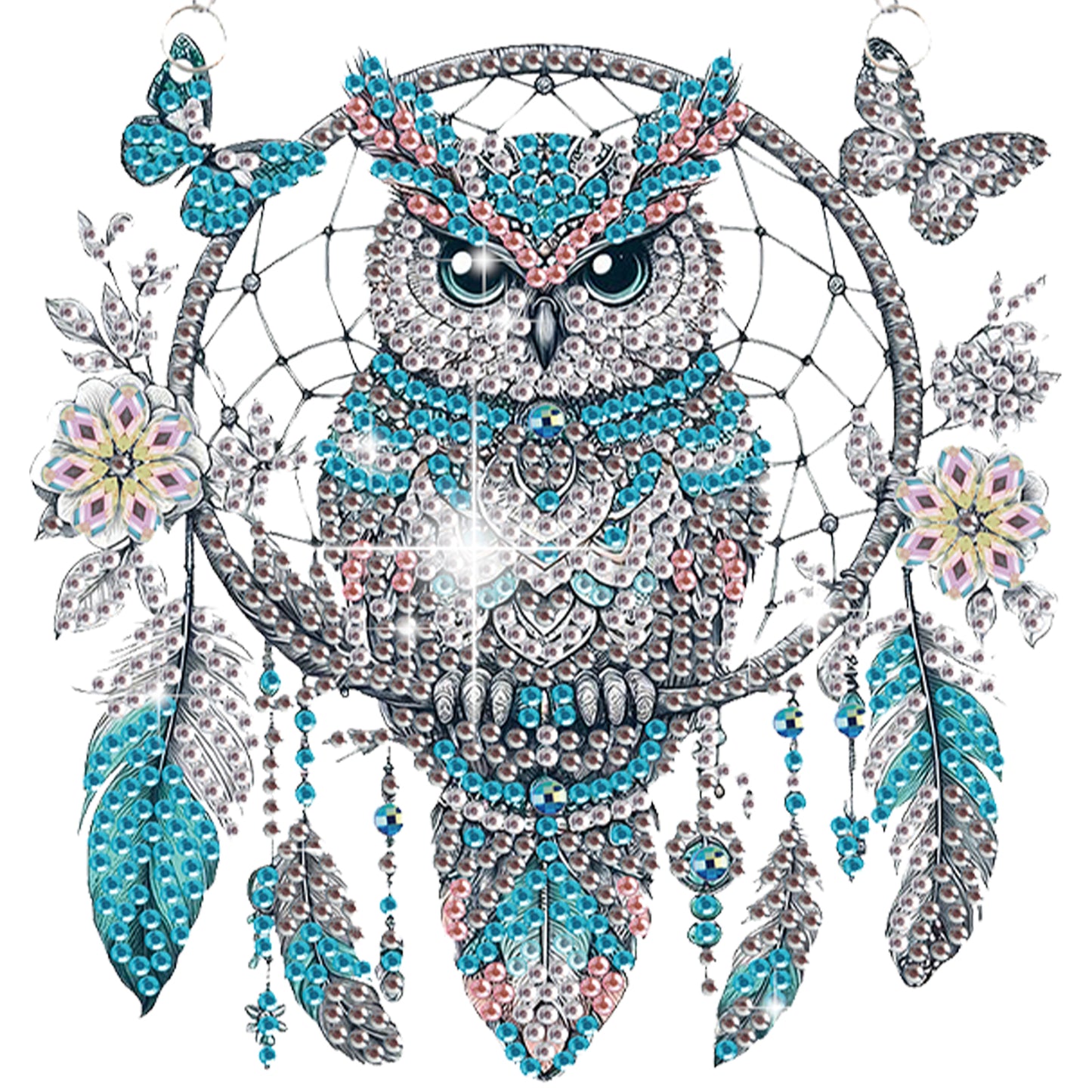 4pcs Owl DIY 2D Flat Special Shaped Diamond Painting Kits Pendant Home Decor