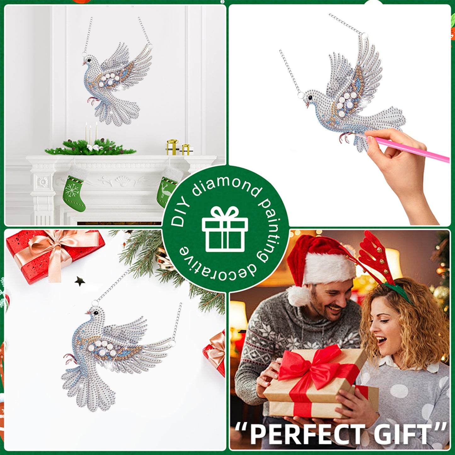 4pcs Animals DIY 2D Flat Special Shaped Diamond Painting Kits Pendant Home Decor