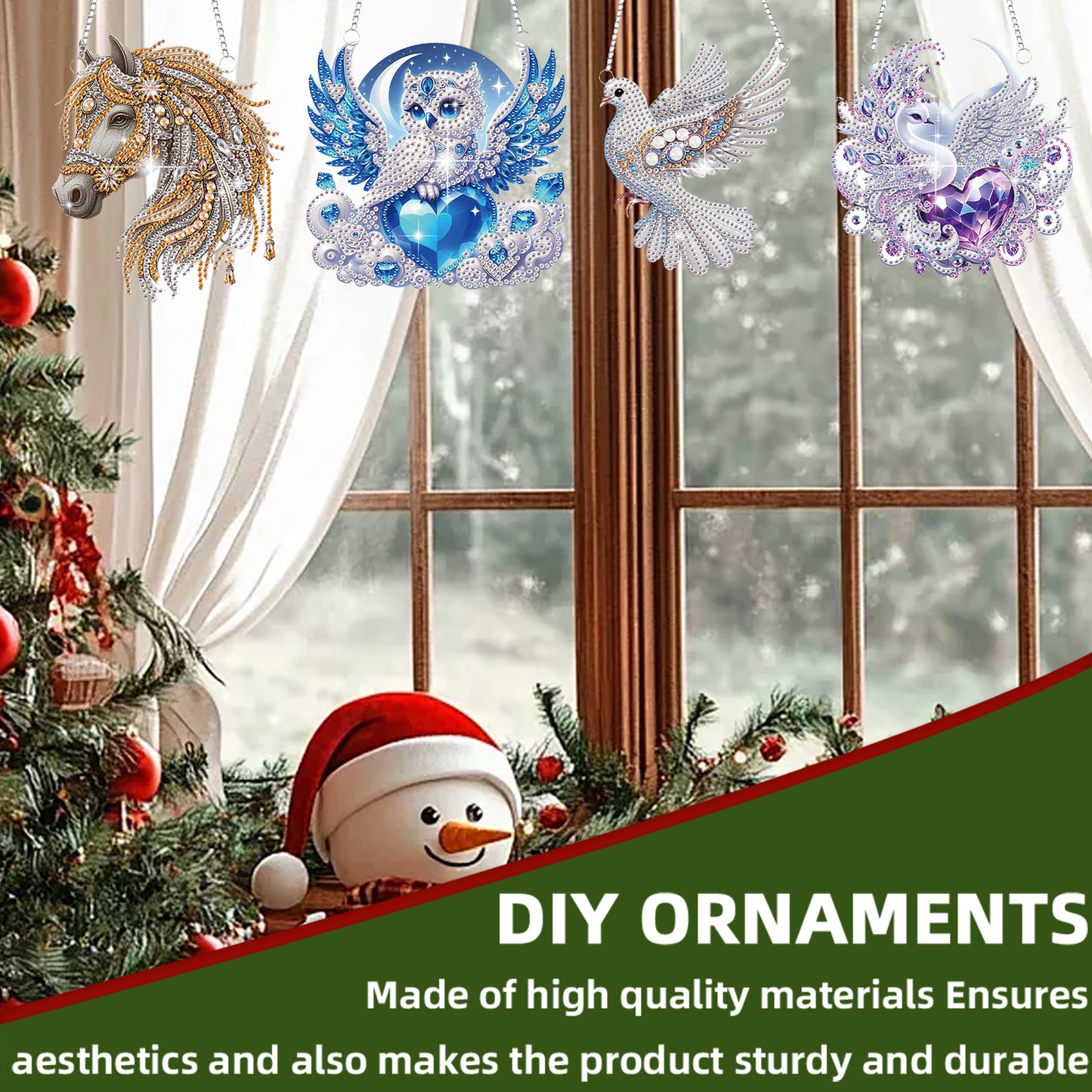 4pcs Animals DIY 2D Flat Special Shaped Diamond Painting Kits Pendant Home Decor