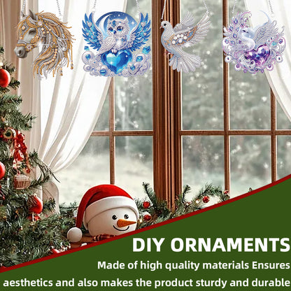 4pcs Animals DIY 2D Flat Special Shaped Diamond Painting Kits Pendant Home Decor