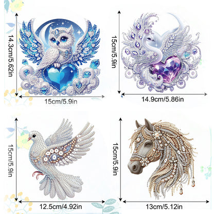 4pcs Animals DIY 2D Flat Special Shaped Diamond Painting Kits Pendant Home Decor