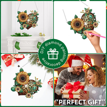 4pcs Sunflower Heart Hat DIY 2D Flat Special Shaped Diamond Painting Kit Pendant