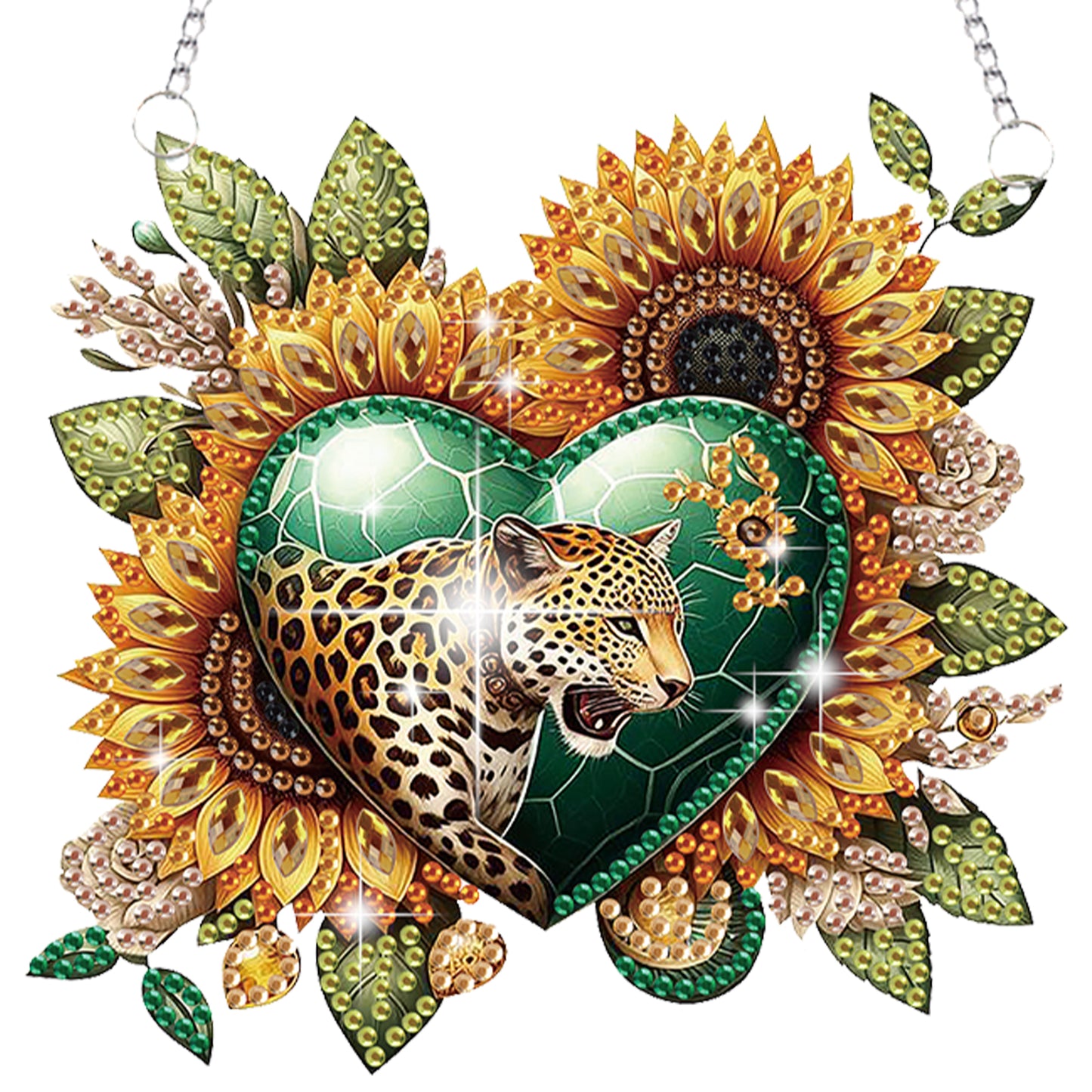4pcs Sunflower Heart Hat DIY 2D Flat Special Shaped Diamond Painting Kit Pendant