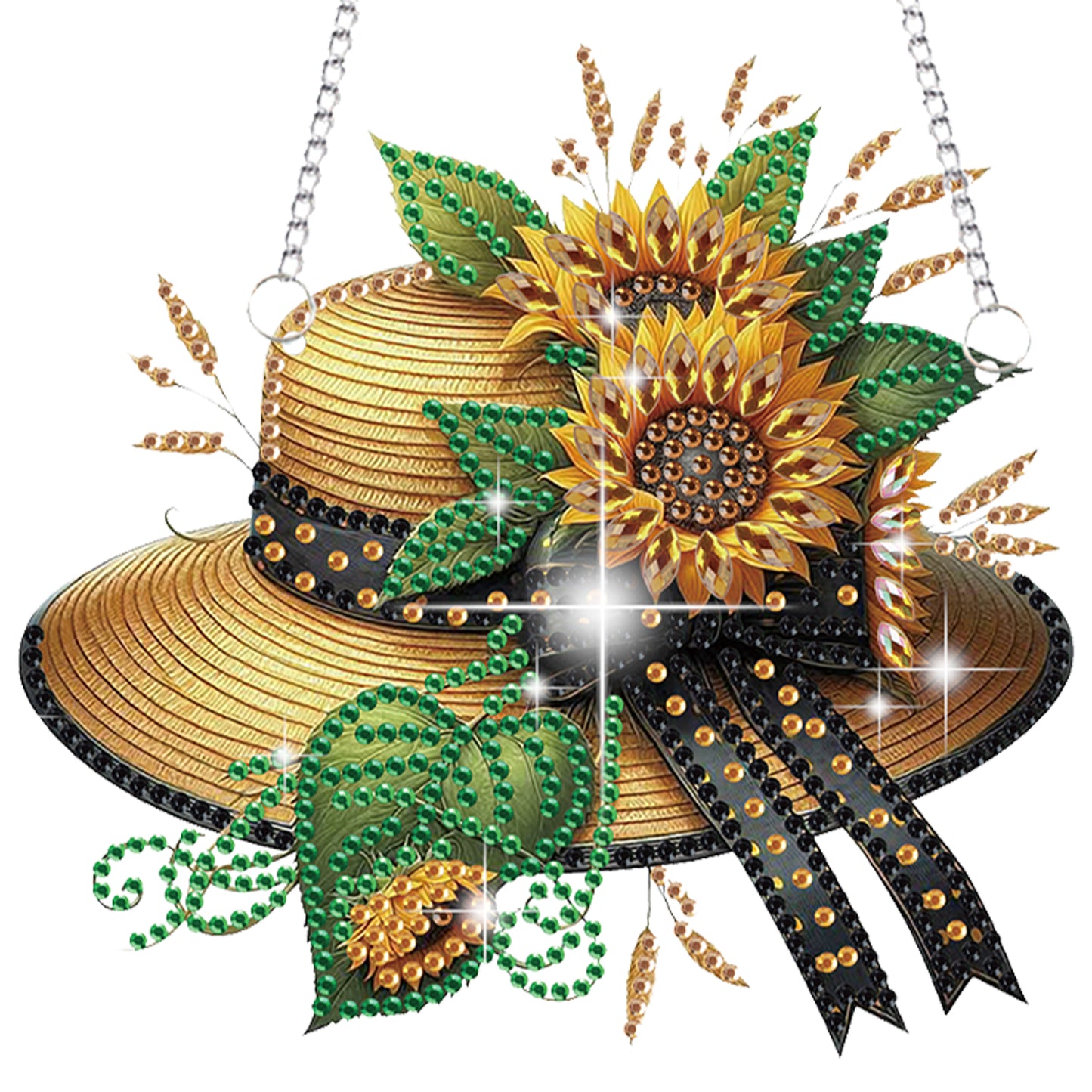 4pcs Sunflower Heart Hat DIY 2D Flat Special Shaped Diamond Painting Kit Pendant