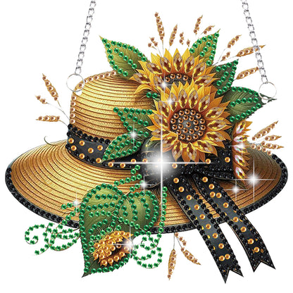 4pcs Sunflower Heart Hat DIY 2D Flat Special Shaped Diamond Painting Kit Pendant