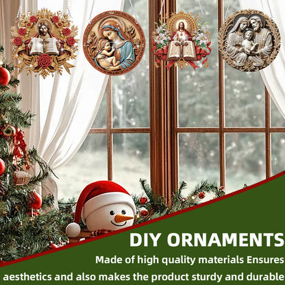 4pcs Virgin Mary Jesus DIY 2D Flat Special Shaped Diamond Painting Kits Pendant