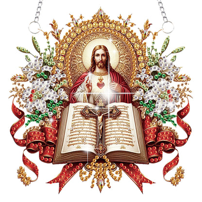 4pcs Virgin Mary Jesus DIY 2D Flat Special Shaped Diamond Painting Kits Pendant