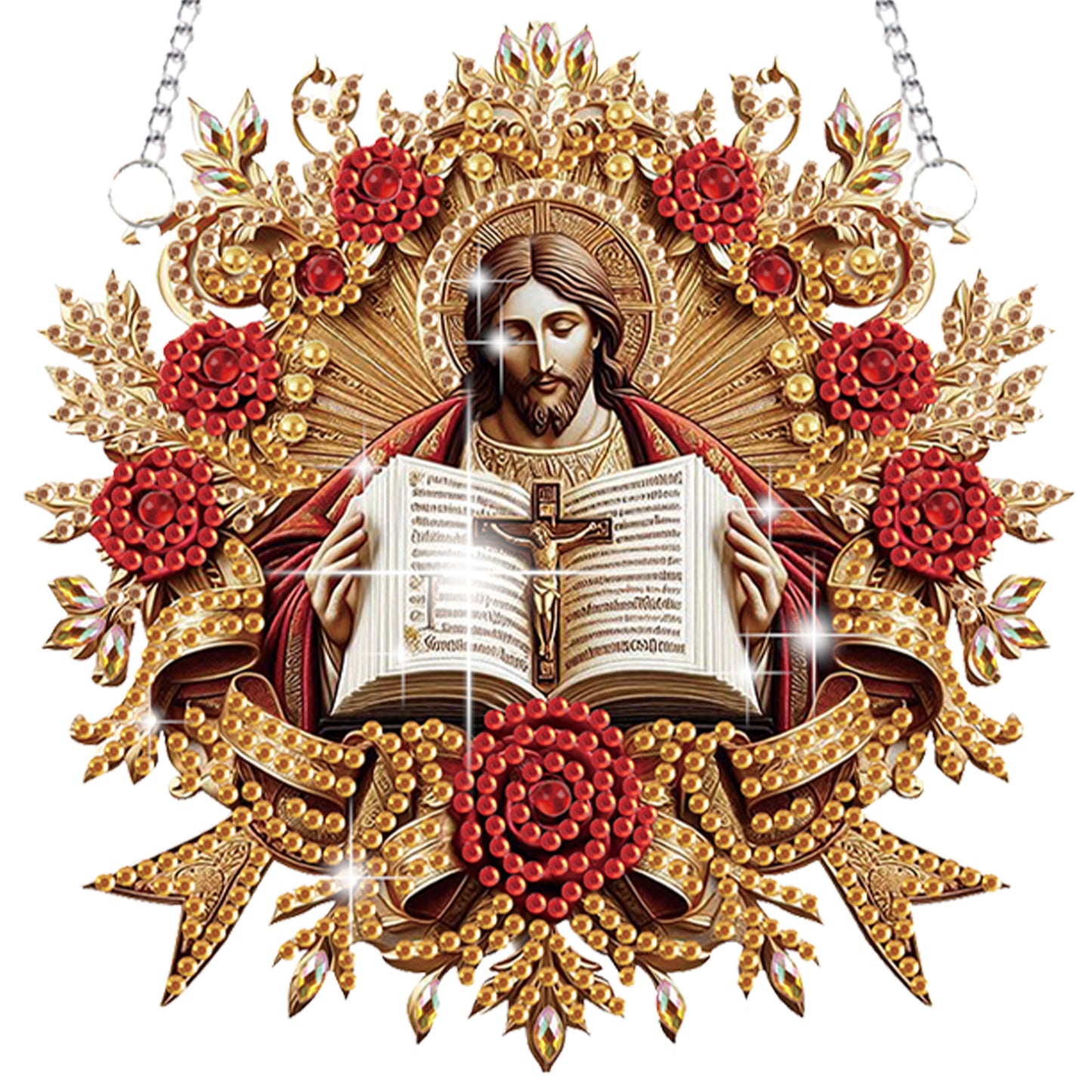 4pcs Virgin Mary Jesus DIY 2D Flat Special Shaped Diamond Painting Kits Pendant