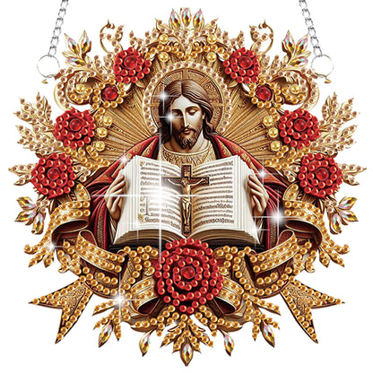 4pcs Virgin Mary Jesus DIY 2D Flat Special Shaped Diamond Painting Kits Pendant