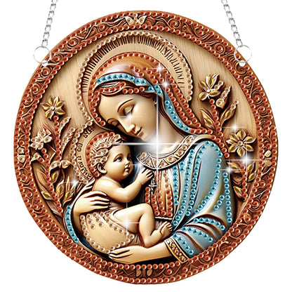 4pcs Virgin Mary Jesus DIY 2D Flat Special Shaped Diamond Painting Kits Pendant