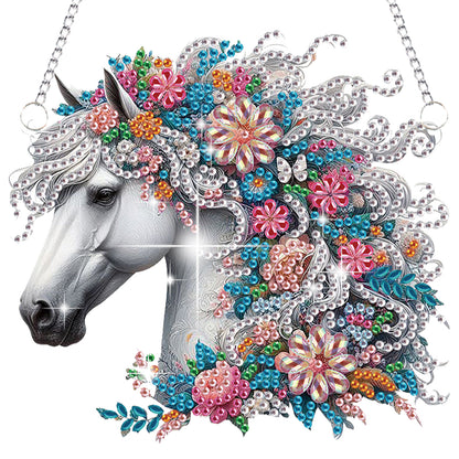 4pcs Flower Horse DIY 2D Flat Special Shaped Diamond Painting Kits Pendant Gifts