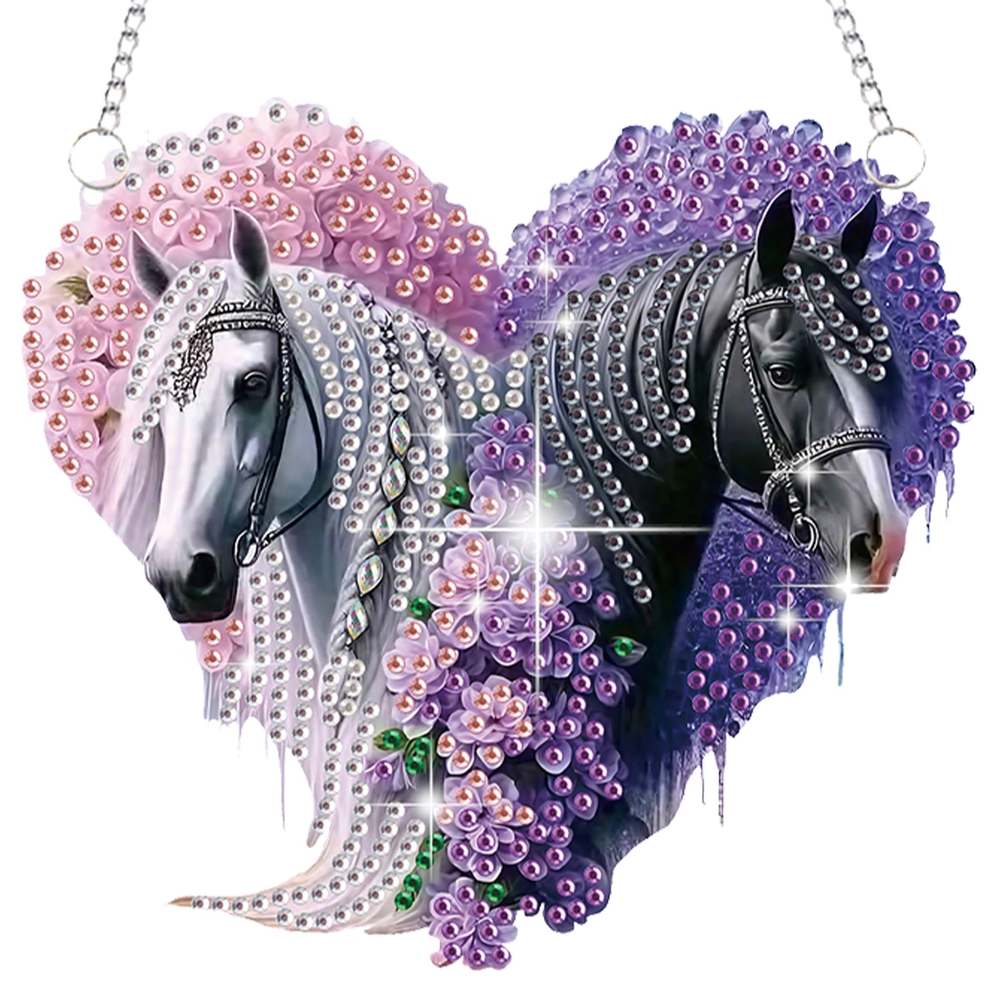 4pcs Flower Horse DIY 2D Flat Special Shaped Diamond Painting Kits Pendant Gifts