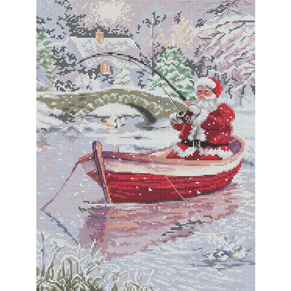 Santa Claus Fishing - 14CT Stamped Cross Stitch 33*44CM (Joy Sunday)