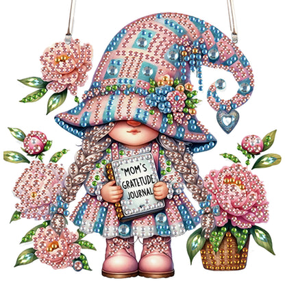 4pcs Flower Gnome DIY 2D Flat Special Shaped Diamond Painting Kits Pendant Gifts