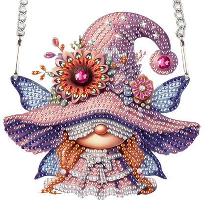 4pcs Flower Gnome DIY 2D Flat Special Shaped Diamond Painting Kits Pendant Gifts