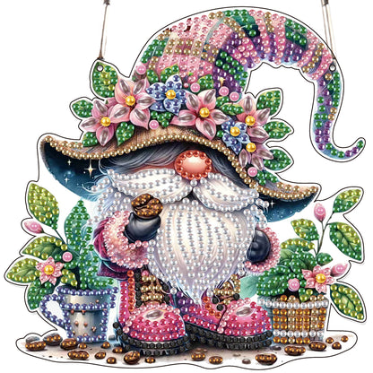 4pcs Flower Gnome DIY 2D Flat Special Shaped Diamond Painting Kits Pendant Gifts