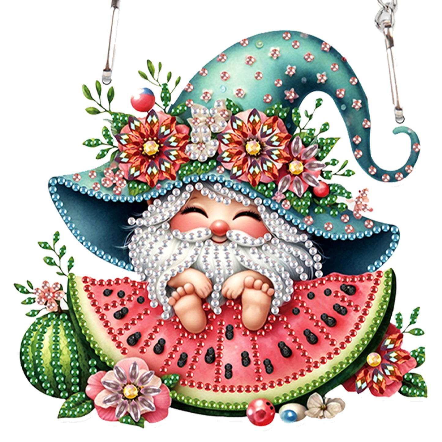 4pcs Flower Gnome DIY 2D Flat Special Shaped Diamond Painting Kits Pendant Gifts