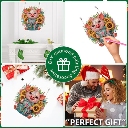 4pcs Sunflower Animal DIY 2D Flat Special Shaped Diamond Painting Kits Pendant