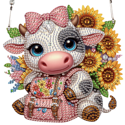 4pcs Sunflower Animal DIY 2D Flat Special Shaped Diamond Painting Kits Pendant