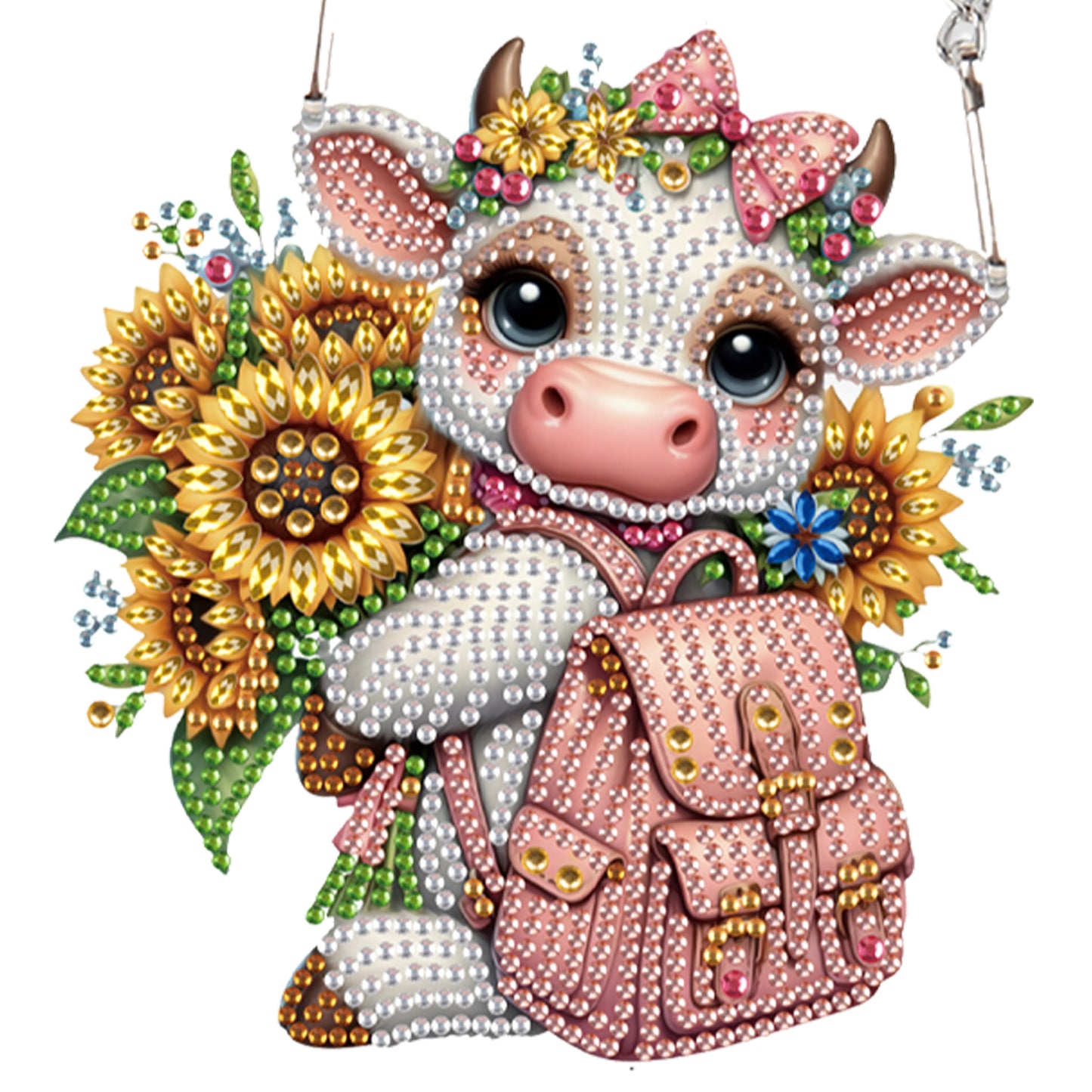 4pcs Sunflower Animal DIY 2D Flat Special Shaped Diamond Painting Kits Pendant