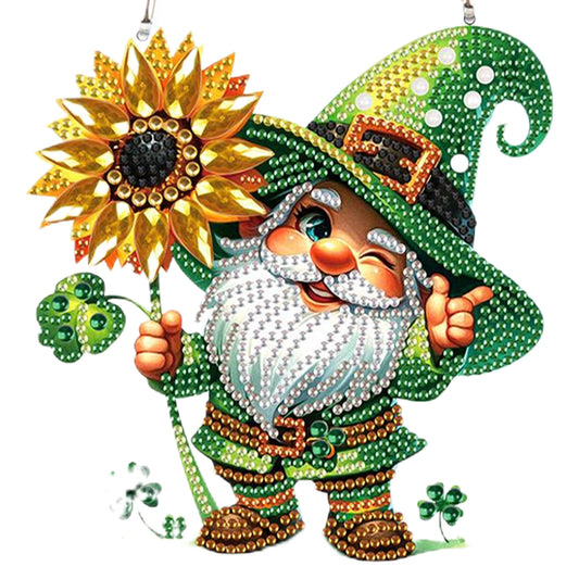 4pcs Sunflower Gnome DIY 2D Flat Special Shaped Diamond Painting Kits Pendant