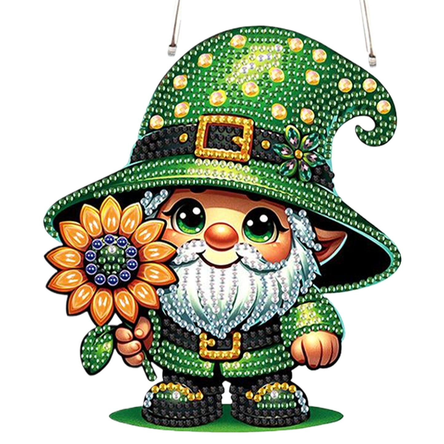 4pcs Sunflower Gnome DIY 2D Flat Special Shaped Diamond Painting Kits Pendant